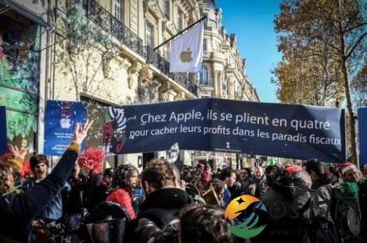 苹果公司在巴黎开店被抗议 或许与苹果公司避税有关
